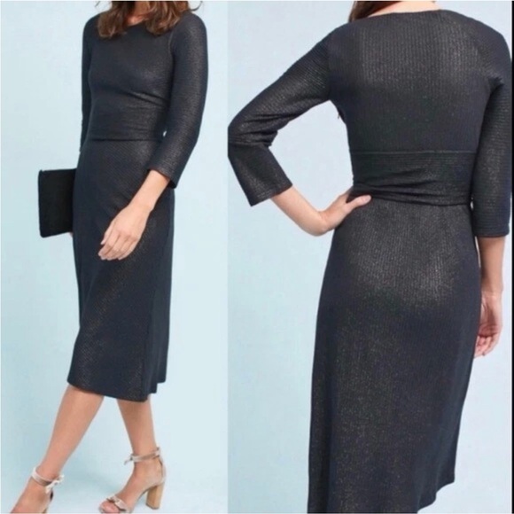 Anthropologie Akemi + Kin Tegan Dress S Black Sheath Shimmery. - Picture 2 of 5